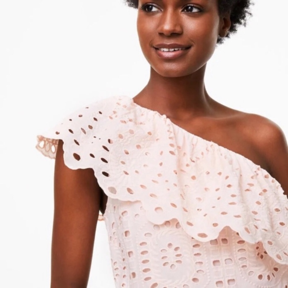 LOFT one shoulder eyelet dress - Picture 2 of 5